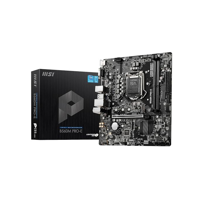 MSI B560M PRO-E Mainboard Micro-ATX, unterstützt Intel Core Prozessoren der 11. Generation, LGA 1200, 2 x DIMMs (4800MHz/OC), 1 x PCIe 4.0 x16, 1 x M.2 Gen3, 1G LAN
